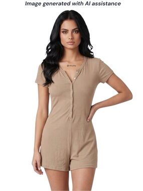 NWT Love to Sleep 1X tan PJ romper